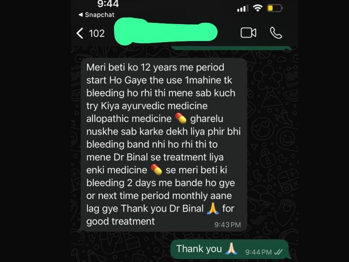 Patient WhatsApp message